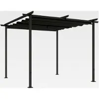 Markenlos Pergola 3x3m Gartenpavillon Terrassendach aus Metall mit verstellbarem Sonnendach, UV-Schutz 30+, freistehender Sonnenschutz für Terrasse und Garten, Dunkelgrau