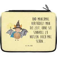 Mr. & Mrs. Panda Bleistiftetui Fledermaus Zauberer - Gelb Pastell - Geschenk, Fledermäuse, Federmappe, Federtasche, Frauen, Reinsteigern, Federmäppchen, Malmappe, Etui
