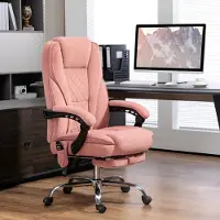 Sweiko Ergonomischer Bürostuhl mit Massagefunktion, Fußstütze, drehbar, rollbar, Rosa