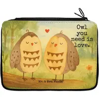 Mr. & Mrs. Panda Etui Eulen Liebe Design - Weiß - Geschenk, Schulmäppchen, Schreibmappe, Verliebt, Federmappe, Federmäppchen, Eule, Freund, Schlampermäppchen, Mäppchen
