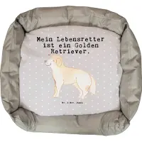 Mr. & Mrs. Panda Hundekörbchen Golden Retriever Lebensretter - Grau Pastell - Geschenk, Goldie Hund, Umzug, Nikolaus, Ostern, Vatertag, Weihnachten