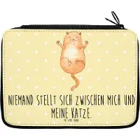 Mr. & Mrs. Panda Etui Katze Umarmen - Gelb Pastell - Geschenk, Stiftetasche, Mäppchen, Katzen, Miau, Bleistiftetui, Familie, Federmäppchen, Cats, Federmappe