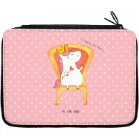 Mr. & Mrs. Panda Mäppchen Einhorn König - Rot Pastell - Geschenk, Präsident, Unicorn, Krone, Federmappe, Etui für Stifte, Prinzessin, Bundeskanzler, Federmäppchen