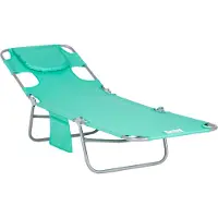 Welikera Gartenliege, Liegestuhl mit gepolsterter Gesichtsöffnung, Massage-Liege für draußen, Seitentasche, Stoff, Metall, Grün