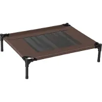 Slyrun Hundeliege Outdoor, Erh?htes Hundebett für Mittelgro?e Gro? Hunde, stabile Haustierliege mit Waschbares Mesh, Katzenbett Haustierbett Schlafplatz für Drau?en Camping, 76 x 61 x 18 cm, Braun