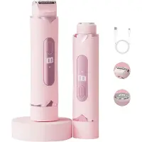 Novzep Elektrischer Haarentferner,Doppelkopf Lady Shaver, Rasierer, Nass & Trocken, Wiederaufladbar, Typ-C, Rosa Haarentfernungsgerät