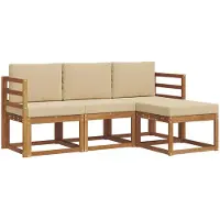 vidaXL Outdoor-Sofagarnitur 4 stk. Natur und Beige