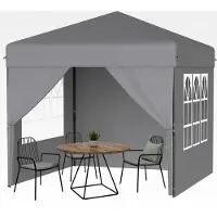 Markenlos 2,5x2,5m Pop-Up Faltpavillon wasserdicht faltbar stabil winterfest mit Seitenwänden Gartenpavillon höhenverstellbar Gartenzelt UV-Schutz Partyzelt Festzelt inkl. Tragetasche - Grau