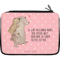 Mr. & Mrs. Panda Federtasche Papa Bär - Rot Pastell - Geschenk, Federmäppchen, Vatertag, Muttertag, Papi, Schlampermäppchen, Mäppchen, Geburtstag, Bleistiftetui