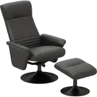 Dopwii Polstersessel, Akzentsessel mit Hocker, drehbar, ergonomisch, Mikrofasertuchoptik, bis 150 kg, Schwarz