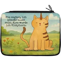Mr. & Mrs. Panda Bleistiftetui Einhorn Katze Design - Weiß - Geschenk, Federmäppchen, Unicorn, Mäppchen, Mieze, Glitzer, Regenbogen, Stifteetui, Federmappe, Etui