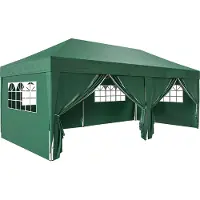 Welikera Pavillon ca. 6x3m Stabil Winterfest Pop-up Faltpavillon mit Fenster Reißverschlusstür Seitenteilen UV Schutz