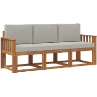 vidaXL Outdoor-Sofagarnitur 3 stk. Natürlich und Hellgrau