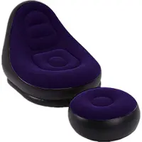 Dopwii Aufblasbares Samt-Sofa, Einzelsessel mit Fußhocker, Dickes Luftsofa, Relaxsessel, Tiefblau