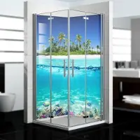 Dedeco Eck-Duschrückwände Aluminium wasserfest Motiv: Strand V6, Nano-Protect seidenmatt, 2 x 80x200x0,3cm, Fliesenersatz fugenlos Wandverkleidung Wandpaneele, Germany