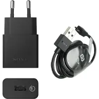 Emiro Original Sony Mobile Ladekabel UCH10u + EC801 Schwarz für Sony Xperia Z3 Plus Netzteil Ladegerät Aufladegerät MicroUSB Aufladekabel Charger + gratis Bildschirm Reinigungspad