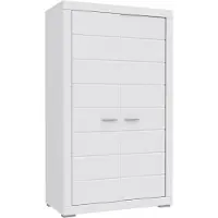 Furniture24 Kleiderschrank Snow SNWS82 Schrank 2 Türiger Drehtürenschrank mit Kleiderstange und Einlegeboden Weiß