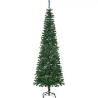 Welikera Künstlicher Weihnachtsbaum, schlank, Tannenzapfen, flammenhemmend, 54 x 195 cm, Grün