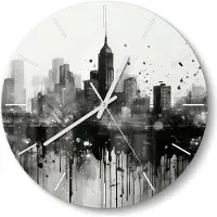 DEQORI Glasuhr Ø30 cm Modern 'Stadt im Verfall' Wanduhr Glas Uhr Design leise Küchenuhr