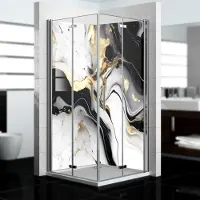 Dedeco Eck-Duschrückwände Aluminium wasserfest Motiv: Marmor V17, Nano-Protect hochglänzend, 2 x 90x210x0,3cm, Fliesenersatz fugenlos Wandverkleidung Wandpaneele, Germany