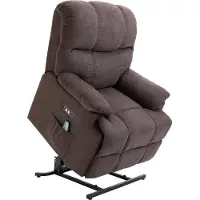 Dopwii Relaxsessel mit Aufstehhilfe, 160° verstellbare Rückenlehen, Massage- und Wärmefunktion, 83 cm x 95 cm x 105 cm, Braun