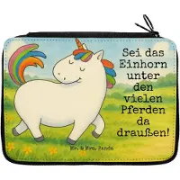 Mr. & Mrs. Panda Federmappe Einhorn Stolzieren Design - Weiß - Geschenk, Mäppchen, Reiter, Schlampermäppchen, reiseetui, Freundin, Unicorn, Etui, Pferd, Federmäppchen