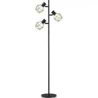 Welikera 3-Licht-Stehlampe mit flexiblen Leuchtelementen, baumähnliche Struktur, für Wohnzimmer und Schlafzimmer, Metall, Schwarz