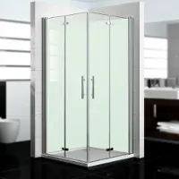 Dedeco Eck-Duschrückwände Aluminium wasserfest Motiv: Mint, Nano-Protect hochglänzend, 2 x 90x200x0,3cm, Badrückwand, Fliesenersatz fugenlos Wandverkleidung Wandpaneele, Germany