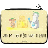 Mr. & Mrs. Panda Federmappe Sommer Meer Strand Motiv - Gelb Pastell - Geschenk, Motive, Federmäppchen, Küstenurlaub, Urlaub Am, Schüleretui, Natur, Mäppchen, Etui, Küste