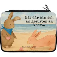 Mr. & Mrs. Panda Bleistiftetui Hasen Muschel Design - Weiß - Geschenk, Muscheln, Beste Freundin, Muttertag, BFF, Stifteetui, Schreibmappe, Federmappe, Best Friends, Meer