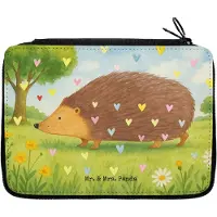 Mr. & Mrs. Panda Mäppchen Igel Herzen Design - Weiß - Geschenk, Etui, Liebe, Federtasche, Bleistiftetui, Schlampermäppchen, Leben, Herz, Kuss, Lustige Sprüche, Federmappe