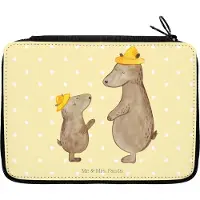 Mr. & Mrs. Panda Federtasche Bären mit Hut - Gelb Pastell - Geschenk, Kinder, Vatertag, Schlampermäppchen, Papa, Bleistiftetui, Familie, Federmäppchen, Etui, Muttertag