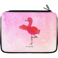 Mr. & Mrs. Panda Federtasche Flamingo Yoga - Aquarell Pink - Geschenk, Federmappe, Urlaub, Achtsamkeit, Schlampermäppchen, Yogi, Namaste, Bleistiftetui, Mäppchen
