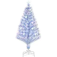Welikera künstlicher Weihnachtsbaum mit 3 LED-Leuchten Christbaum Tannenbaum PVC Metall Weiß+Blau Ø60 x 120H cm