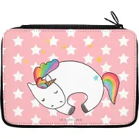 Mr. & Mrs. Panda Bleistiftetui Einhorn Nacht - Rot Pastell - Geschenk, Einhörner, Etui, Unicorn, Stifteetui, Träume, Mäppchen, Freundin, Federmappe, Menschen, Schuletui