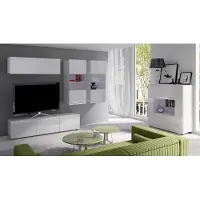 Fun Moebel Mediawand Wohnwand 5 tlg - LABRI 6 - Weiss Hochglanz