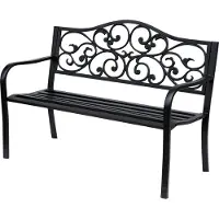 Outsunny Gartenbank 3-Sitzer Sitzbank Stahlbank Bank mit Armlehnen Gusseisen