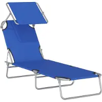 Dopwii Sonnenliege mit Sonnenschutz, klappbar, verstellbare Rückenlehne, Metallrahmen, 187 x 58 x 36 cm, Blau