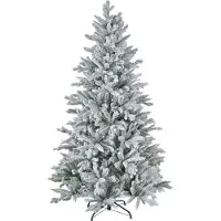 Slyrun Schneebedeckter Weihnachtsbaum 180 cm, flammhemmend mit Metallfuß, formbaren grünen Ästen – ideal für Weihnachtsdekoration