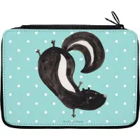 Mr. & Mrs. Panda Federmäppchen Stinktier Handstand - Türkis Pastell - Geschenk, Skunk, Etui, Stinki, Stiftetasche, Spielplatz, Raubtier, Bleistiftetui, Stifteetui