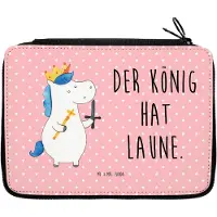 Mr. & Mrs. Panda Bleistiftetui Einhorn König mit Schwert - Rot Pastell - Geschenk, Einhörner, Mittelalter, Mäppchen, Stifte Etui, Schreibmappe, Ritter, Unicorn