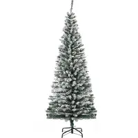 Dopwii Künstlicher Weihnachtsbaum 180 cm Bleistift Kiefernbaum mit Schnee, 492 Spitzen für drinnen