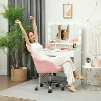 Sweiko Homeoffice Stuhl, Ergonomisch Schreibtischstuhl mit Wippfunktion, Teddysamtoptik 56 x 61 x 86 cm Rosa