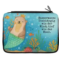 Mr. & Mrs. Panda Mäppchen Wassermann Astrologie Design - Weiß - Geschenk, Geburtstagsgeschenk, Etui, Federmäppchen, Sternzeichen, Schlampermäppchen, Schüleretui