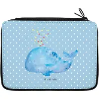 Mr. & Mrs. Panda Etui Wal Konfetti - Blau Pastell - Geschenk, Bleistiftetui, Diät, Schlampermäppchen, Federtasche, Neustart, Motivation, Geburtstag, Meer, Mäppchen
