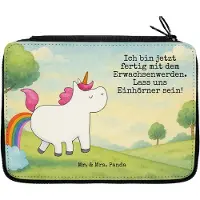 Mr. & Mrs. Panda Bleistiftetui Einhorn Pupsen Design - Weiß - Geschenk, Lustig, Etui für Stifte, Federmappe, Regenbogen, Unicorn, Federtasche, Spaß, Freundin, Mäppchen