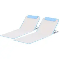 Welikera Strandliege Sonnenliege Gartenliege, klappbar, verstellbare Rücklehne, Seitentasche, 48 cm x 134 cm x 33-43 cm, Beige