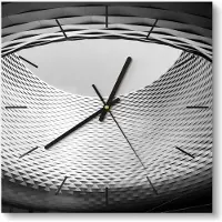 DEQORI Glasuhr 30x30 cm Modern 'Zylinder der Messe Basel' Wanduhr Glas Uhr Design leise