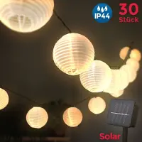 Dopwii LED Außen-Lichterkette Solar Outdoor 6 Meter 30 Lampions IP44 Wasserfest Deko Solar/Akkubetrieben Garten Terrasse Balkon