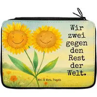Mr. & Mrs. Panda Federmappe Blume Sonnenblume Design - Weiß - Geschenk, Beste Freundin, Sonnenblumen, Zusammen, Federtasche, Federmäppchen, Bleistiftetui, Garten